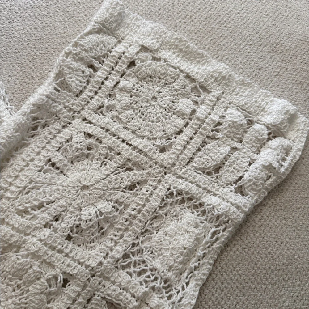 White Crochet Flare Boho Pants - Picture 5 of 6